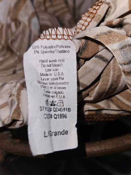 LOVELY DAY Large Brown Black Swirl Print Spaghetti Strap Boho Sundress Chic Look