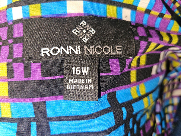 Size 16W RONNIE NICOLE Geo Pattern Sleeveless Dress