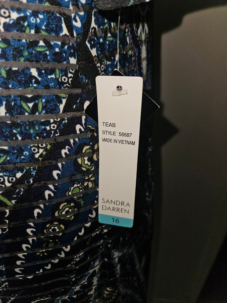 Size 16 Brand New SANDRA DARREN Blue & Green Dress