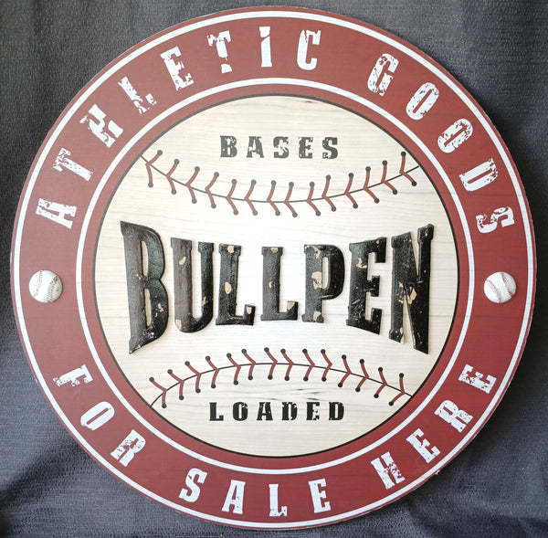 Wood Bullpen Hanging Baseball Sign