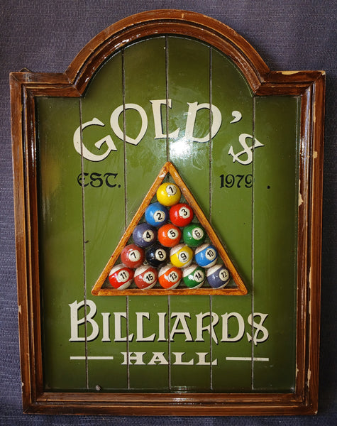 2005 Gold's Billiard Hall Wooden Wall Plaque