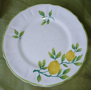 Italy K3153 Vintage 9" Round Lemon Print DInner Plate