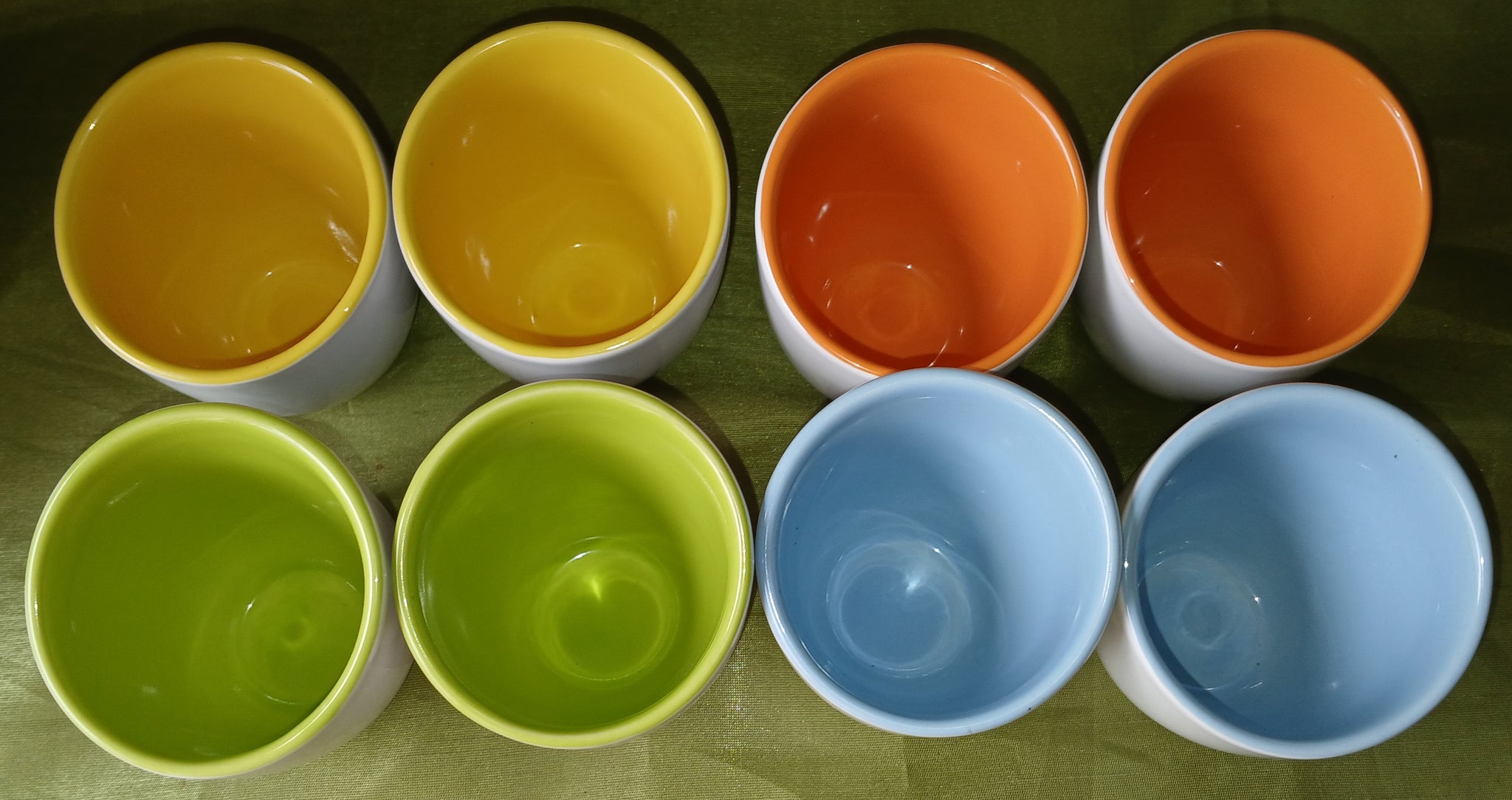 Set Of 8 Pier 1 Imports Colorful Slanted Edge Espresso Tea Sake Cups