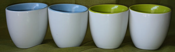 Set Of 8 Pier 1 Imports Colorful Slanted Edge Espresso Tea Sake Cups