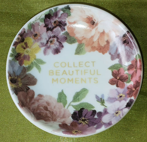 FRINGE 3 1/2" Floral Inspirational "Collect Beautiful Moments" Trinket Dish