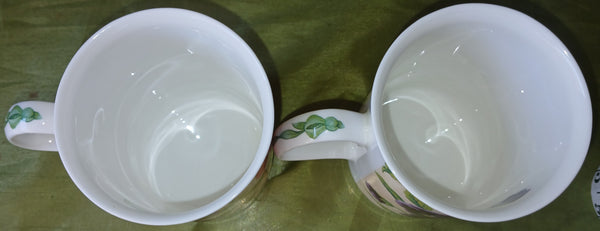 Set of 2 Vintage Roy Kirkham Viola Fine Bone China Floral Mugs