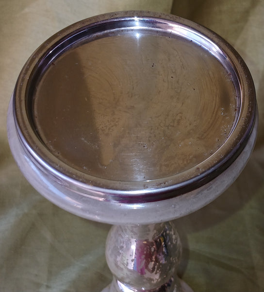 14" Silver Mercury Pillar Candle Holder