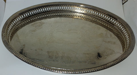 Silver Plated Vintage Oval Serving Tray / Drink Tray / Trinket Tray