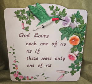 "God Loves" Colorful Stone Ceramic Hanging Plaque