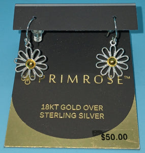 Brand New PRIMEROSE 18kt Gold Over Sterling Silver Flower Earrings