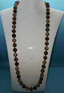 Brown, Cream, Tan & Gold Speckled 31" Beaded Necklace
