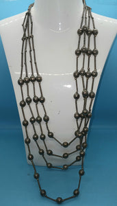 Vintage Silvertone 4 Strand Bead Layered Necklace