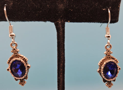 Victorian Silver & Blue Gemstone Dangling Earrings