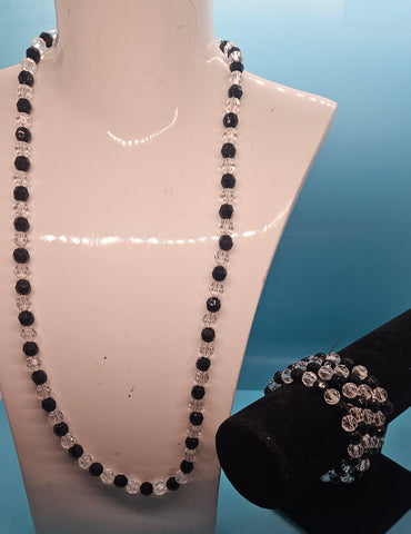 Black & Clear Bracelet & Necklace Set