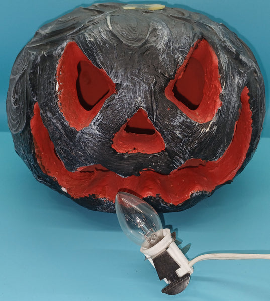 Black & Orange Plastic Light Up LED Pumpkin Halloween Decoration