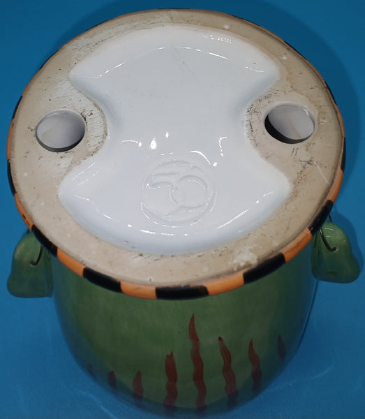 DEPT 56 Vintage Green Googly Eye Ceramic Pillar Candle Holder