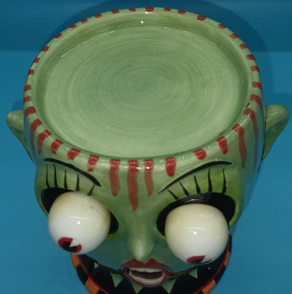 DEPT 56 Vintage Green Googly Eye Ceramic Pillar Candle Holder