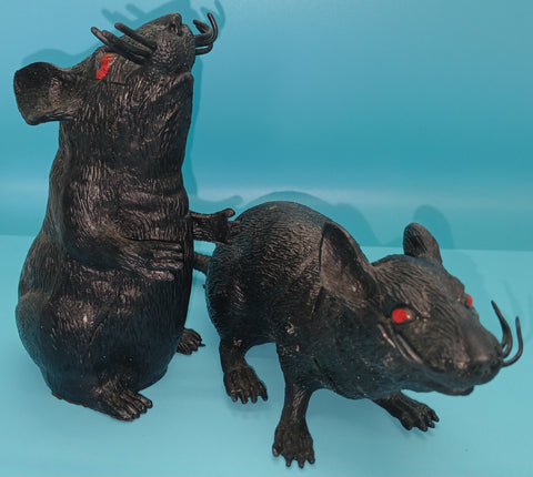 Set of 2 GREENBRIER INT'L Plastic Black Mouse / Rat Figurine Halloween Decor
