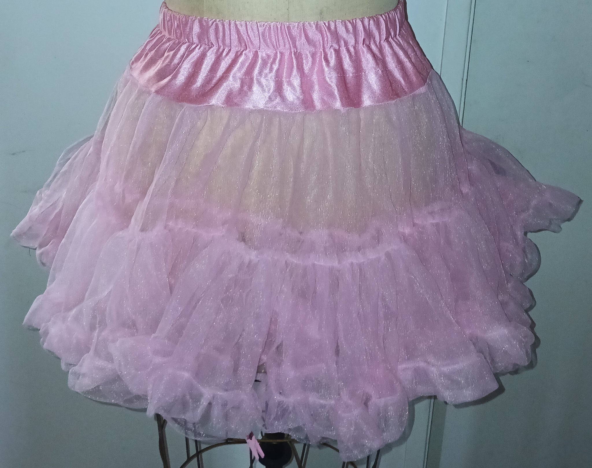 One Size Tulle Petticoat Pink Ruffled Skirt