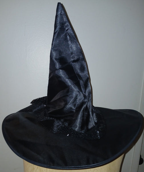Sequence & Lace Black Witch Hat
