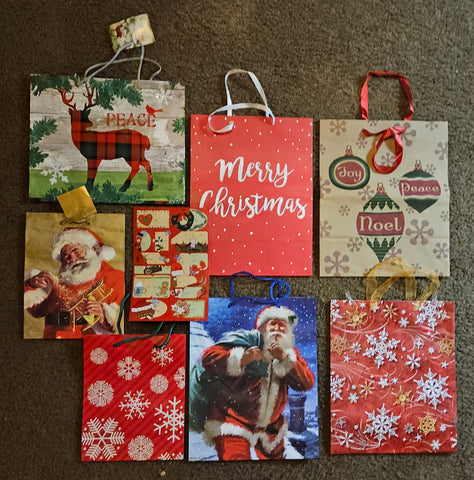 Lot of 7 Misc Christmas Bags w/ To/From Sticker Sheet