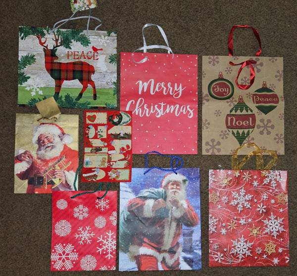 Lot of 7 Misc Christmas Bags w/ To/From Sticker Sheet