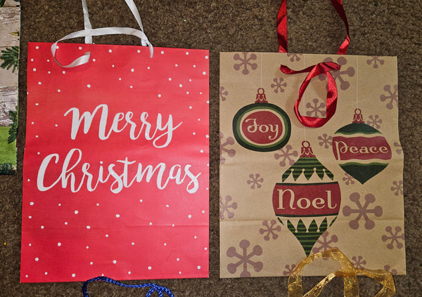 Lot of 7 Misc Christmas Bags w/ To/From Sticker Sheet