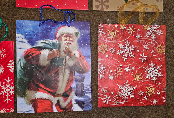 Lot of 7 Misc Christmas Bags w/ To/From Sticker Sheet