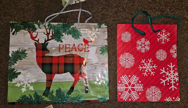 Lot of 7 Misc Christmas Bags w/ To/From Sticker Sheet