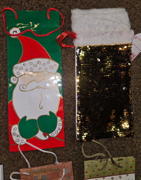 Lot of 10 Misc Wine, Gift Bags & Boxes w/ To From Sticker Sheet