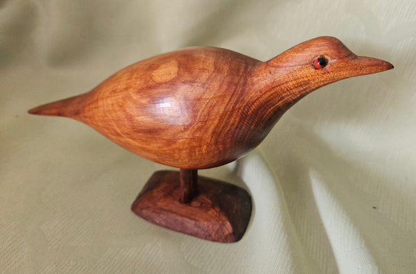 Vintage Mid Century Modern Solid Wood Carved Shore Bird (Bottom Wood Spacing)