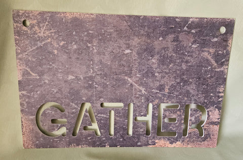 THE SPRING SHOP "Gather" Stencil Wood Farmhouse Wall Decor