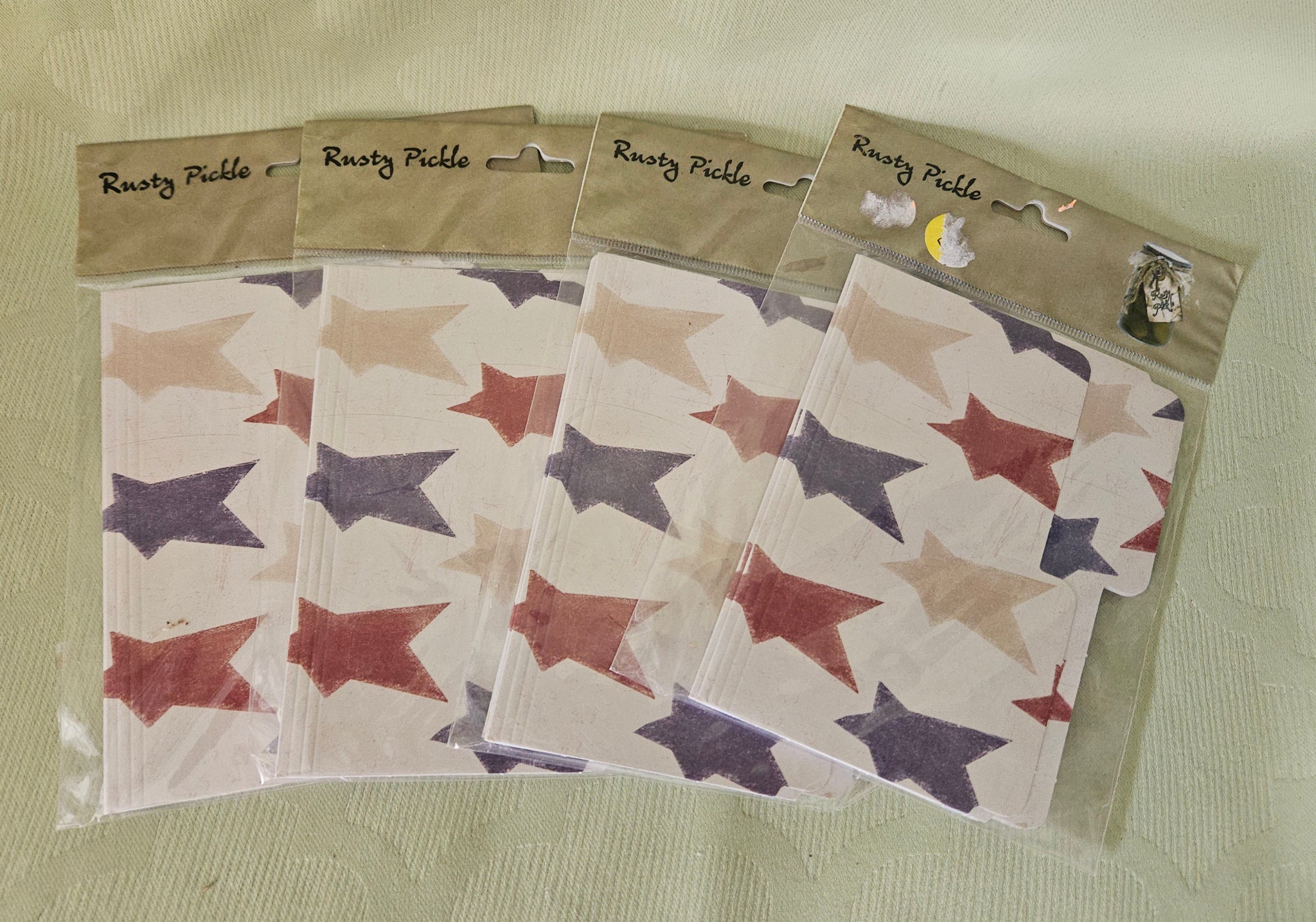 Lot of 4 Brand New RUSTY PICKLE Freedom Stars Scrapbooking Mini File Folder