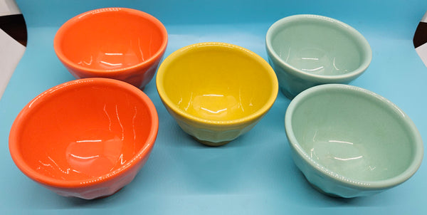 Set of 5 BISCUIT Anthropologie 7 oz Colorful Terra Cotta Latte Bowls
