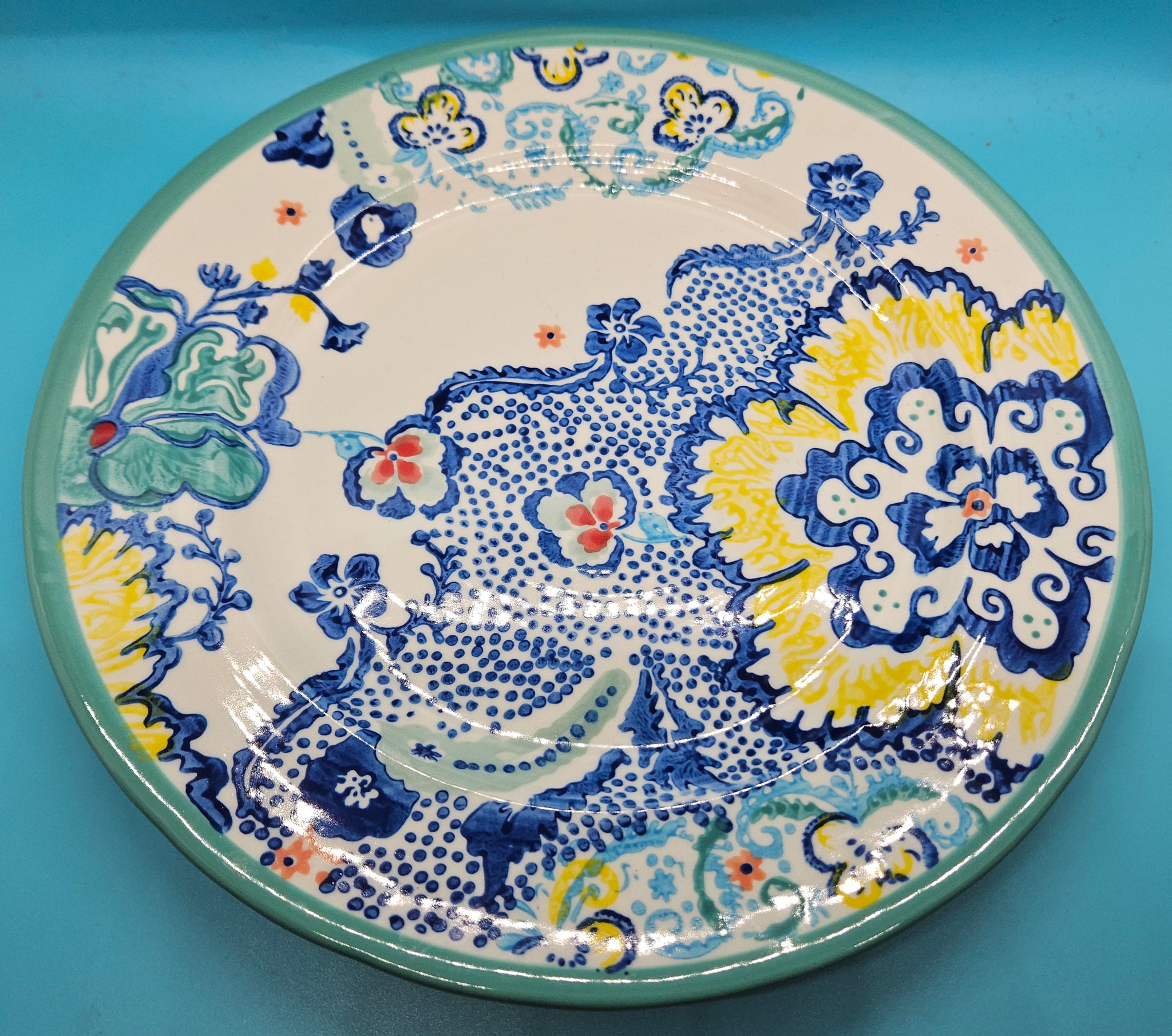 Hand Painted Anthropologie 10 3/4" Multi-color Victorine Plate