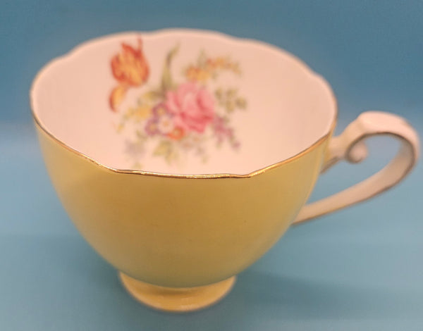 Yellow Floral YE OLD ENGLISH GROSVENOR Bone China Vintage English Tea Cup & Saucer