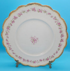 W.H. GRINDLEY & CO Vintage 8 3/4" Pink Floral Plate w/ Gold Trim
