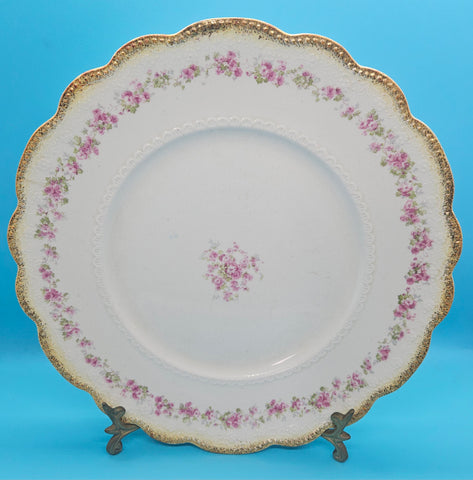 W.H. GRINDLEY & CO Vintage 8 3/4" Pink Floral Plate w/ Gold Trim