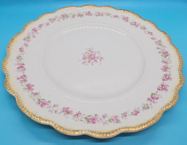 W.H. GRINDLEY & CO Vintage 8 3/4" Pink Floral Plate w/ Gold Trim