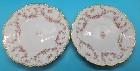 Set of 2 BRIDAL ROSE White, Gold & Floral 6" Plates