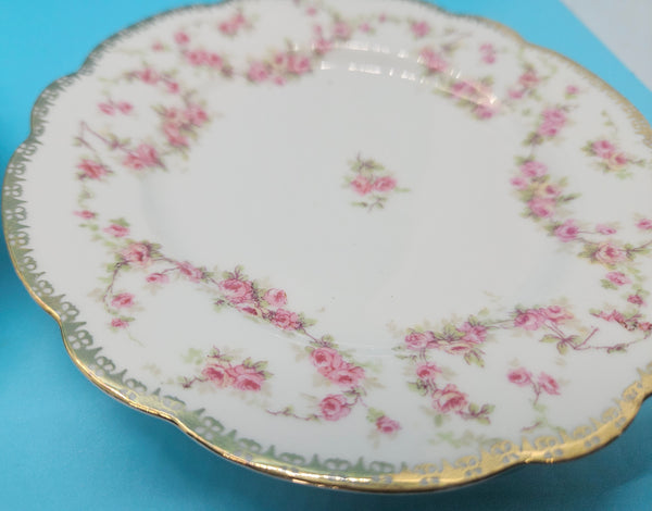 Set of 2 BRIDAL ROSE White, Gold & Floral 6" Plates