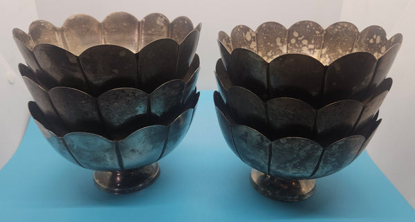 Set of 6 Silver Metal 24 oz Bowls - Made in India