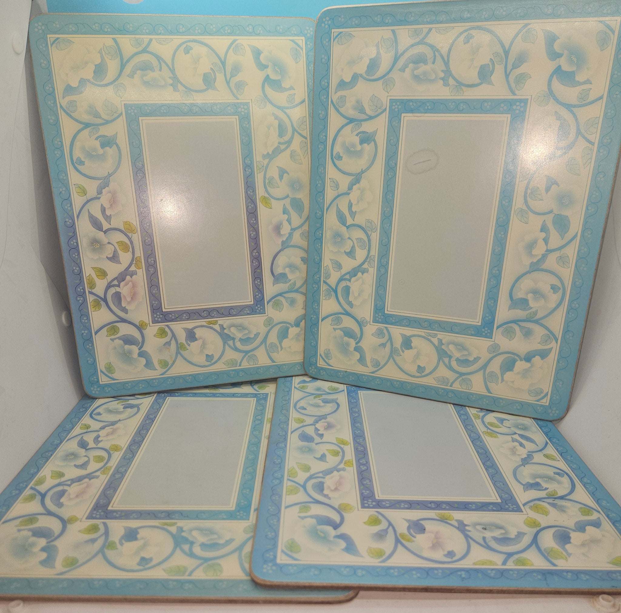 Set of 4 Blue Vintage PIMPERNEL English Wood Placemats