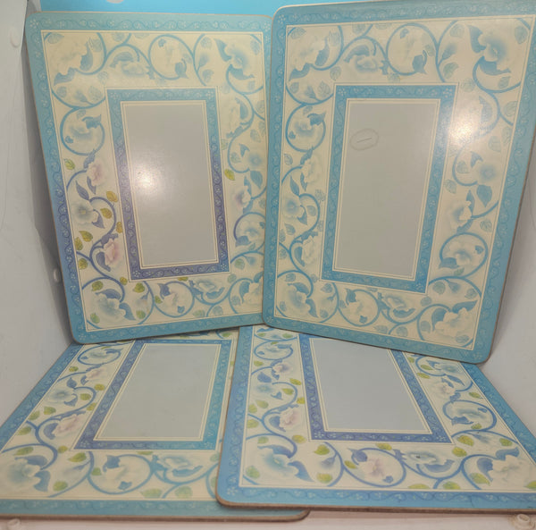 Set of 4 Blue Vintage PIMPERNEL English Wood Placemats
