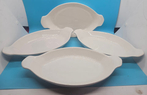 Set of 4 Vintage CALIF USA Ivory Oval Baking Dish 849-853