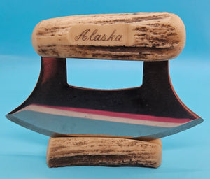 Alaskan Ulu Bone 6" Chef's Knife w/ Stand