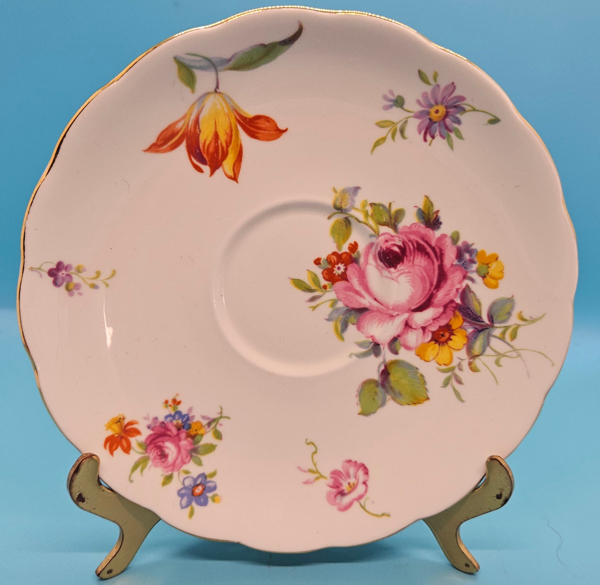 YE OLD ENGLISH GROSVENOR Bone China Floral Saucer