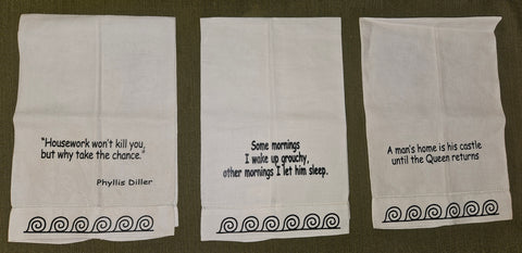 Lot of 3 Funny Linen Tea Towels