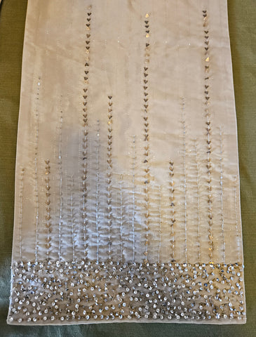 PIER 1 IMPORTS Gold Beaded Table Runner ~ Stipes & Sequins