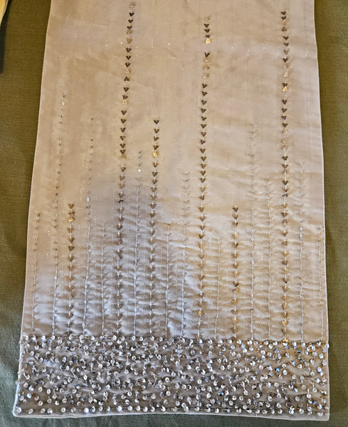 PIER 1 IMPORTS Gold Beaded Table Runner ~ Stipes & Sequins